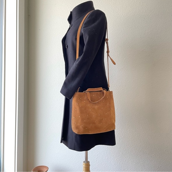 Madewell Small Transport Suede Tan Crossbody Embroidered Metallic Dots NWT - Picture 9 of 10